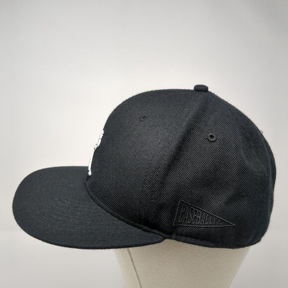 Baseballism Fitted Hat Black 7 1/2 Embroidered Logo Solid 6 Panel - Picture 4 of 9